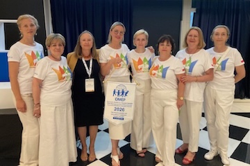 Professor Nowak-Fabrykowski posing with colleagues at the OMEP conference.