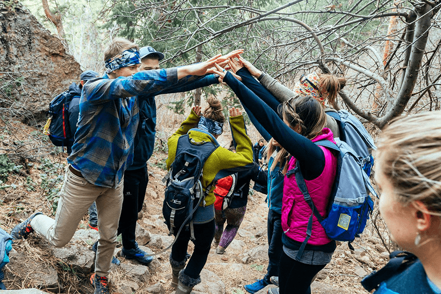 Students hiking