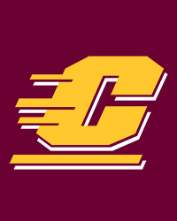 Central Michigan University C logo in gold and white over maroon background