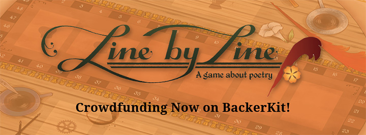 20261022_CLGS_Line_by_Line_720x267 Image of the words Line by Line a game about poetry over an image of a board game with a feather quill