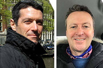 Closeup images of Mark Freed (left) and Desmond Harding (right) both wearing dark jackets.
