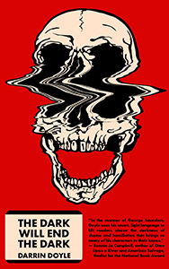 Image of Darrin Doyle's book cover featuring a distorted skull over a red background.