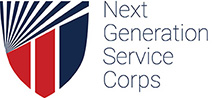 Image of the Next Generation Service Corps logo with red and blue lines of various sizes forming a crest or shield shape