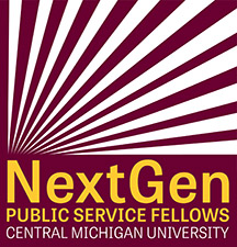 20260511_NextGen_Logo_216x225 Image of the NextGen Public Service Fellows logo with gold text over maroon and rows of maroon lines over white