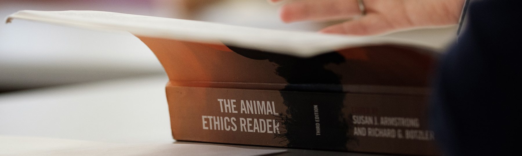 Closeup of ethics textbook