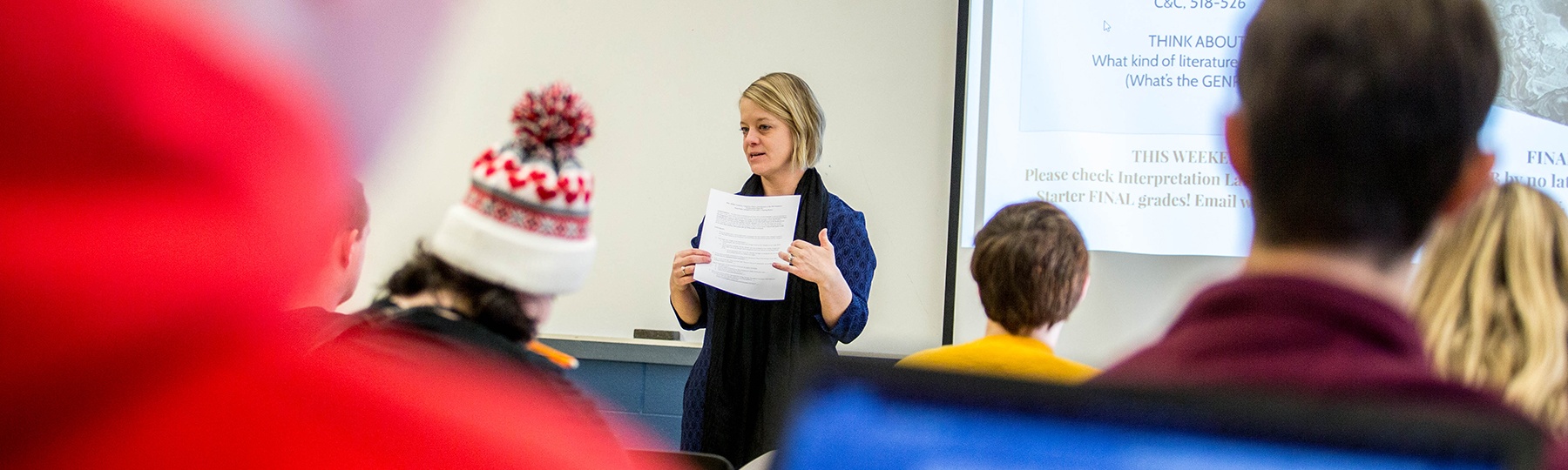 Students attend class with religion faculty member Kelly Murphy