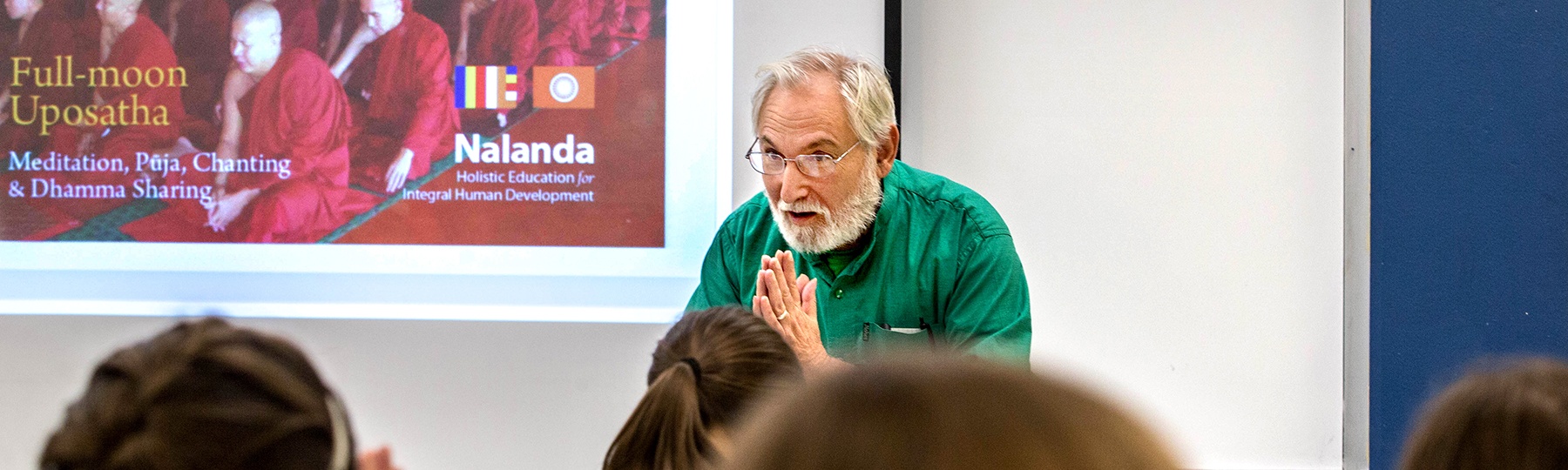 Religion faculty member Talat Halman in classroom