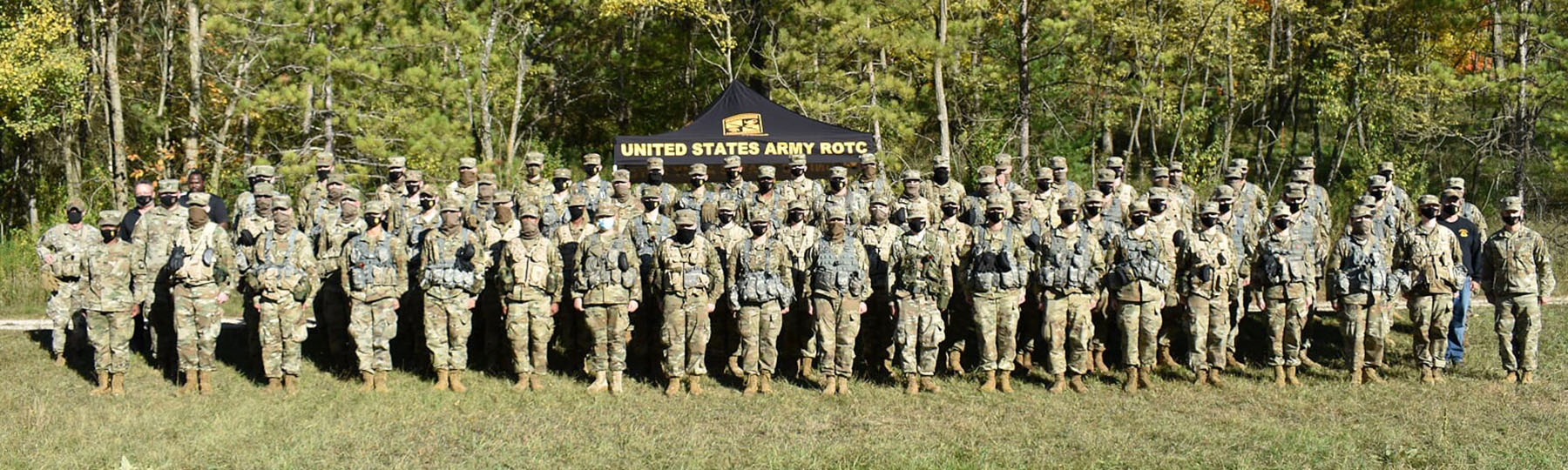 Military Science cadets stand in formation