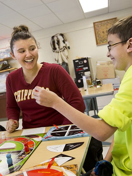 Central Michigan University student works with youth through a mentoring program