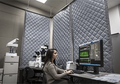 Student in Microscopy Lab at Central Michigan University.