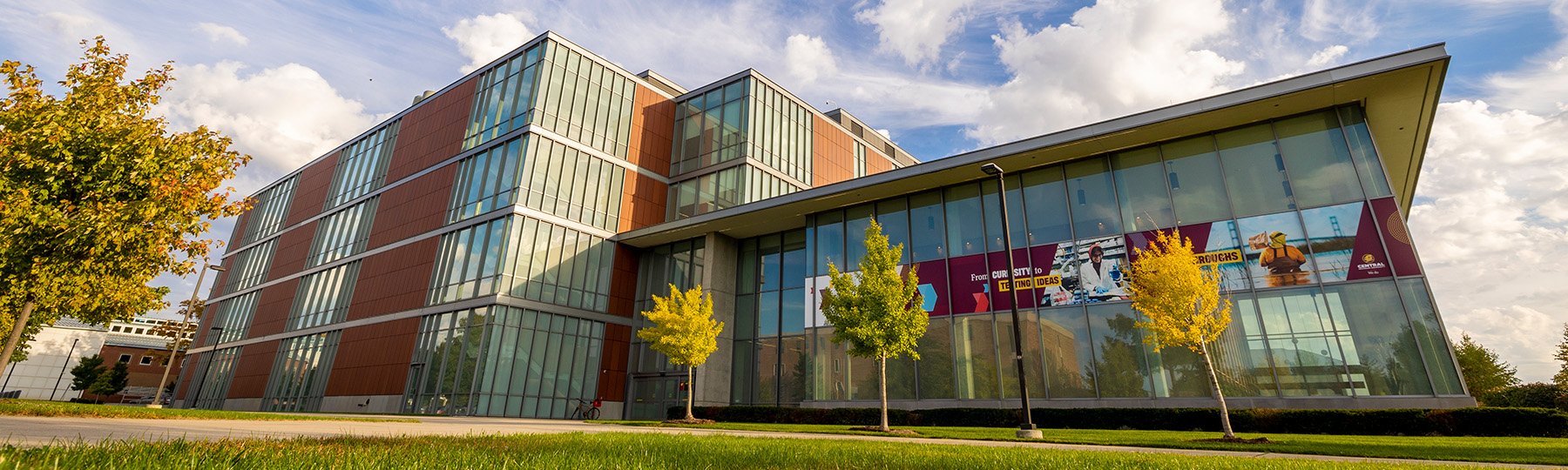 Exterior view of the Biosciences Building at Central Michigan University.