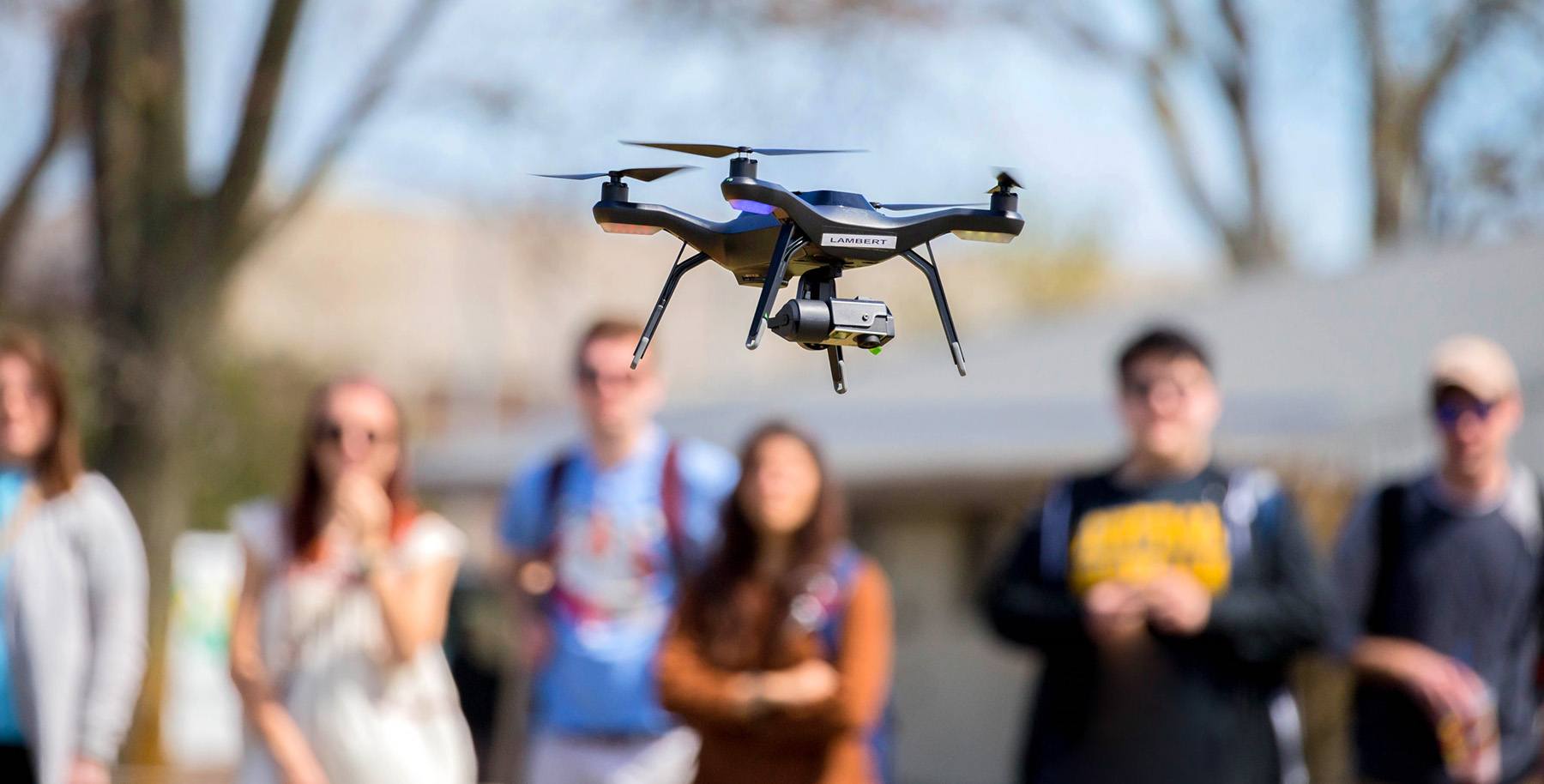 Students Observing Drone Flying