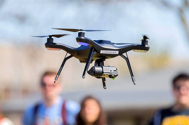 Students flying a drone