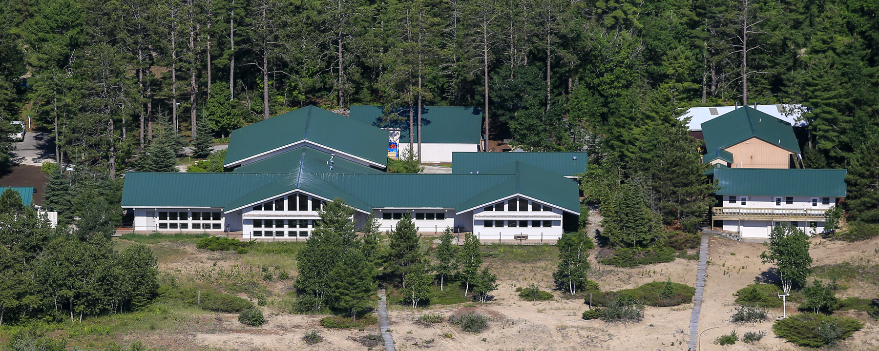 Aerial view of the CMU Biological Station on Beaver Island