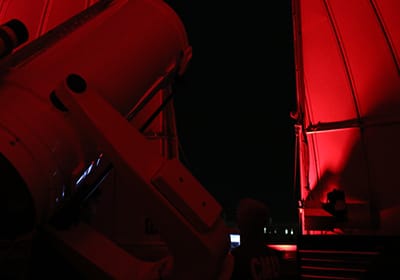 The large telescope within the Brooks Astronomical Observatory.