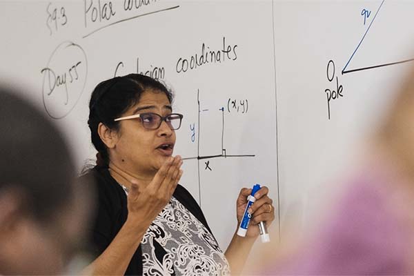 Meera Mainkar in a mathematics master's classroom.
