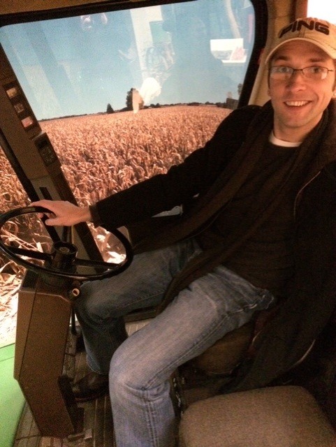 Dr Cleland Loszewski driving a tractor