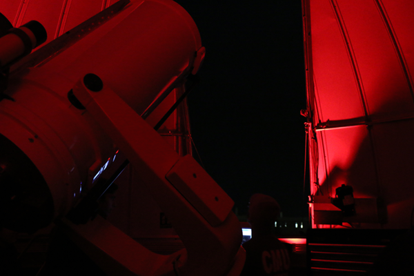 The large telescope within the Brooks Astronomical Observatory.