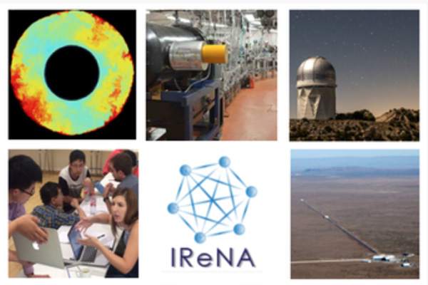 Different images and the logo from the International Research Network for Nuclear Astrophysics.