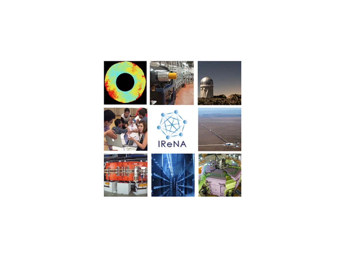 Different images and the logo from the International Research Network for Nuclear Astrophysics.