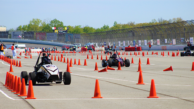 Cars on track in formula race