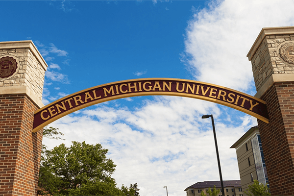 Central Michigan University south campus arch.