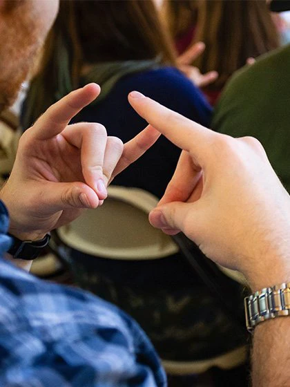 student using sign language