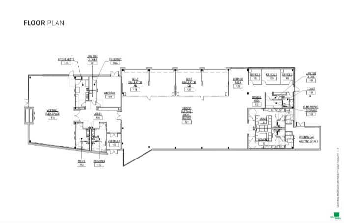 A rendering of the golf facility's floor plan showing the different areas.