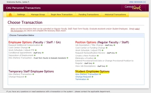Instructions for Personnel Transactions | Central Michigan University