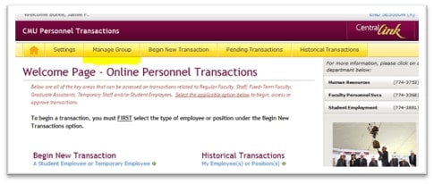Instructions for Personnel Transactions | Central Michigan University