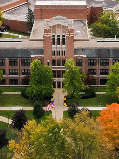 Aerial shot of Warriner Hall