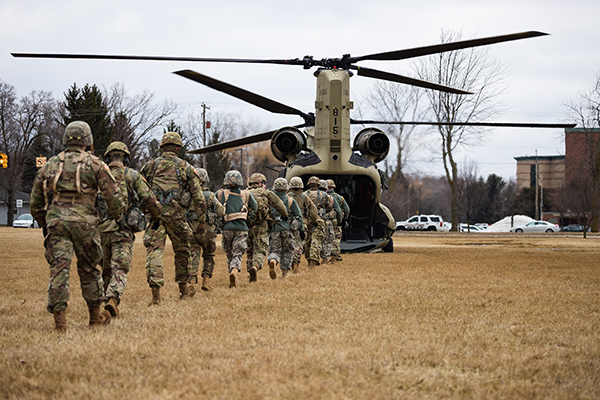 ROTC entering helicopter