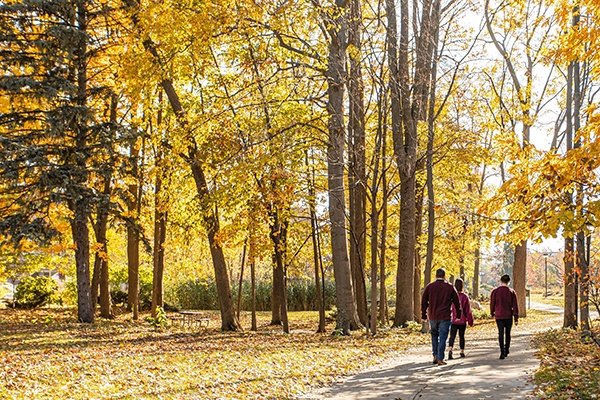 Students walking on CMU trail