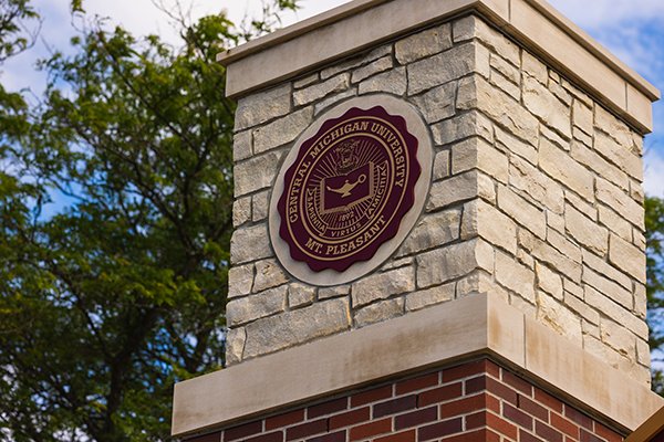 CMU seal on campus