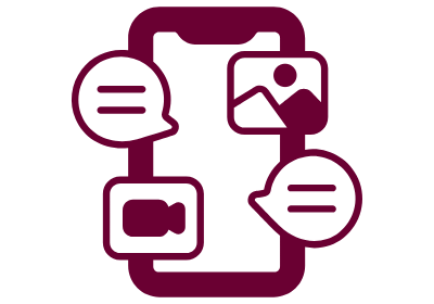 CONNECT CMU navigation card image Cell phone icon with a photo, video, and text bubble.