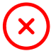 status red x Red x within a red circle to indicate a problem, issue, or outage with a system, software, or hardware.