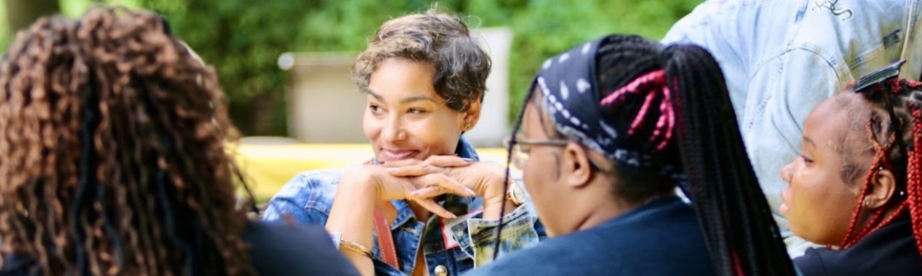 Central Michigan University's Vice President and Chief Diversity Officer engages in a conversation with students.