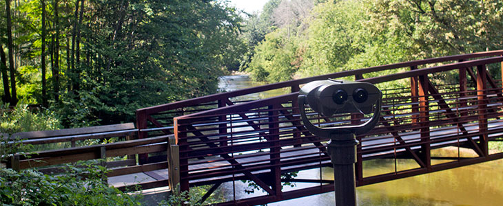 Hiking trail bridge crossing over the Chippewa River