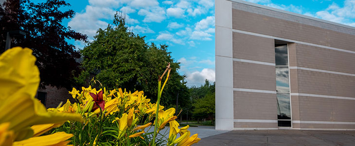 CMU Music Building and flowers