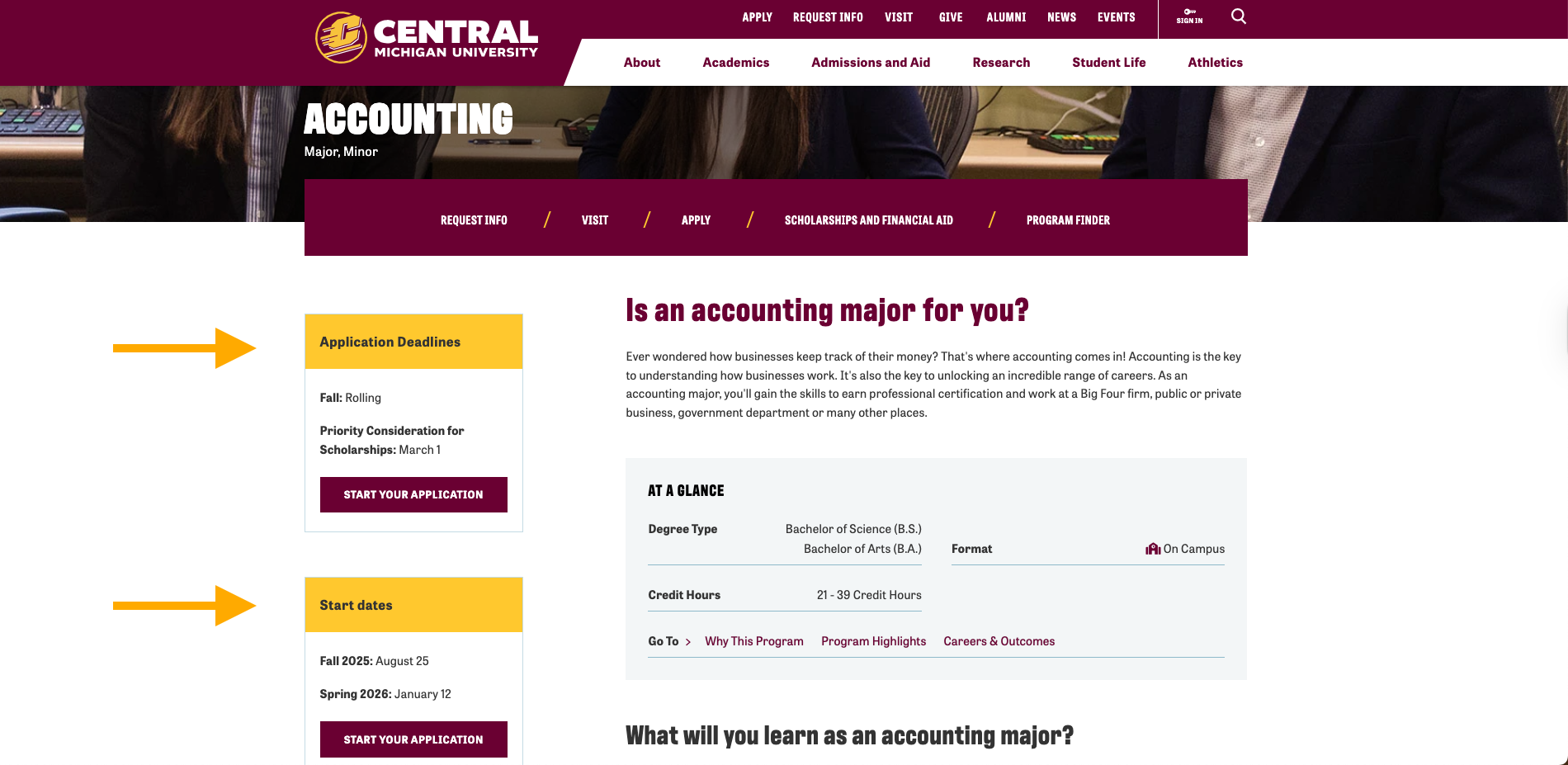SIdebar playbook example screenshot Screenshot of the Accounting program page too show how on desktop, the sidebar is at the top of the page, but for mobile it moves to the bottom.
