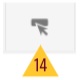 a triangular computer mouse icon touching a gray rectangle, underneath a maroon and gold label of 16
