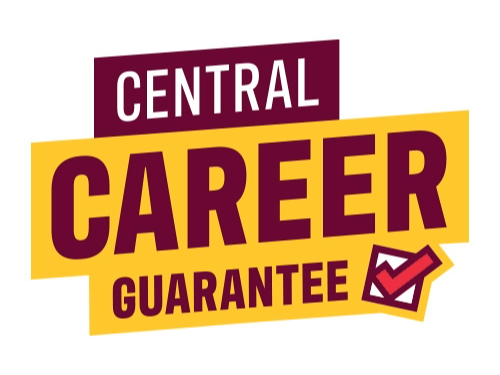 Logo for the Central Career Guarantee against a white background features the words Central Career Guarantee along with a red checkbox