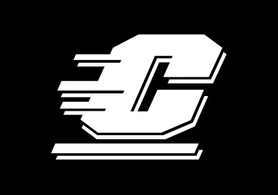 Central Michigan University Action C in one color maroon on a black background