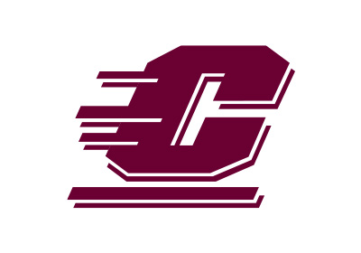 Central Michigan University Action C in one color maroon on a white background