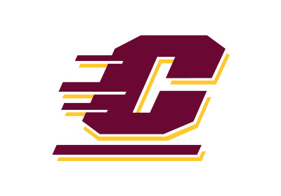Central Michigan University Action C in maroon with a gold drop shadow against a white background.