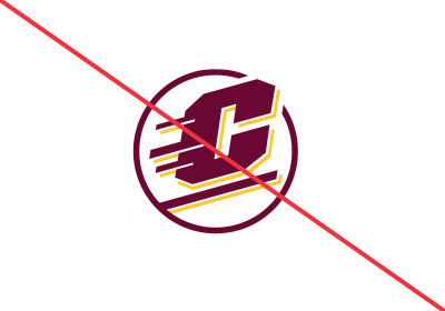 CMU Action C Combination mark incorrect use example, a maroon Action C with a gold drop shadow framed within a maroon circle against a white background.