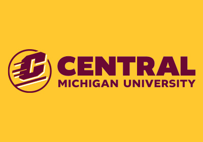 CMU Action C Combination mark horizontal example, a maroon Action C with white drop shadow lines is located on the left of the words “Central Michigan University