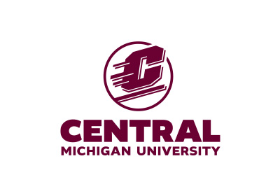 CMU Action C Combination mark vertical in one-color maroon, an Action C is located above the words “Central Michigan University