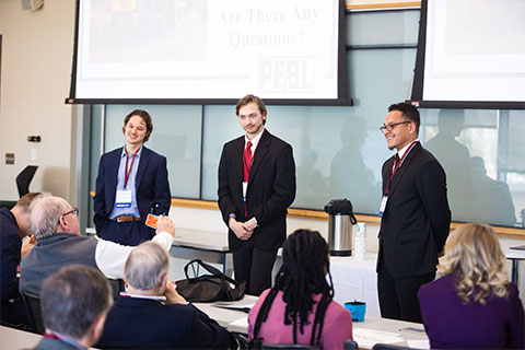Students doing a pitch for their business