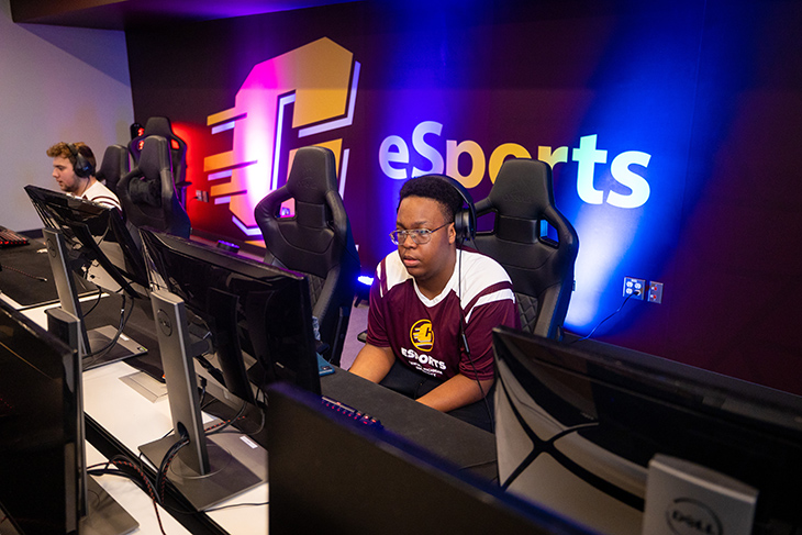 The CMU ESports Rocket League Team battles The University of Michigan. This image was taken on Thursday, March 31st